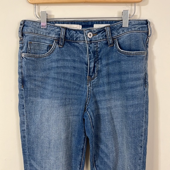 Pilcro and the Letterpress Flare Flounce Floral Hem Bell Bottom Jeans Size 27 - Picture 3 of 10